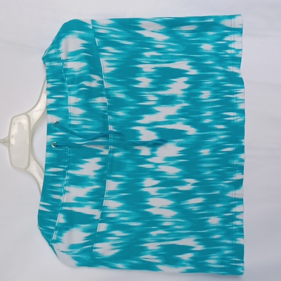 AK Anne Klein Sport Small stretch with drawstring skort, turquoise white, M - Picture 1 of 7